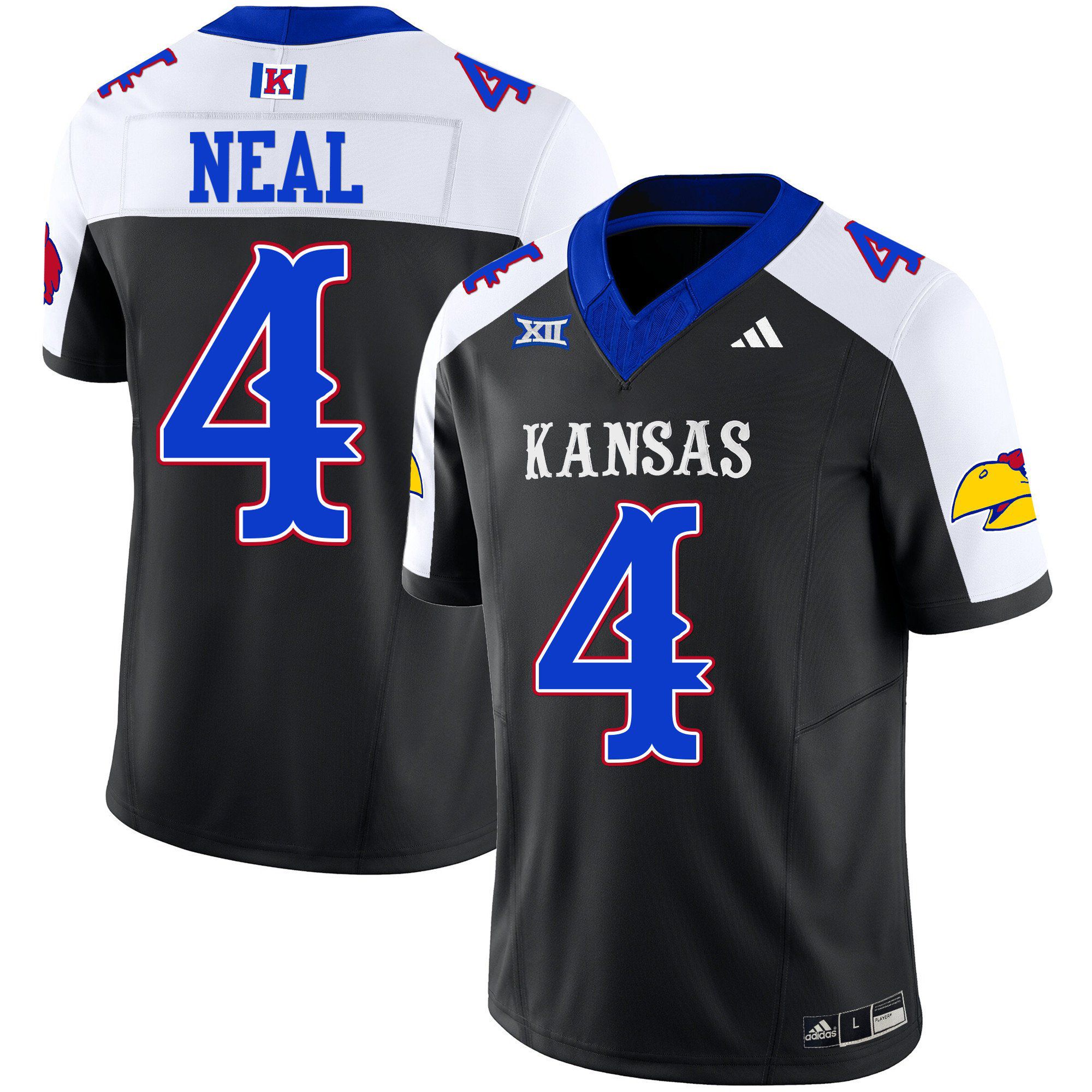 Men Kansas Jayhawks 4 Neal Black 2024 Blackhawk Vapor Limited NCAA Jersey style 1